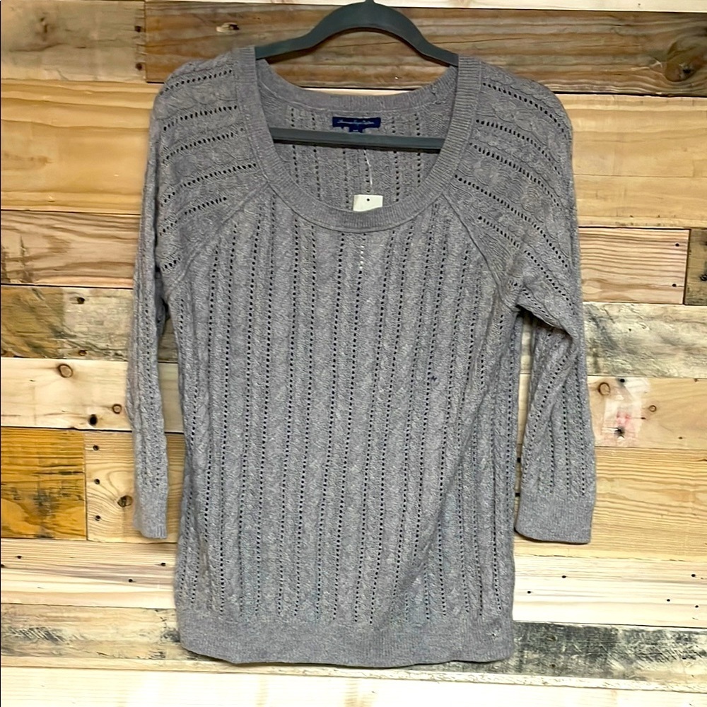 American Eagle Outfitters size Medium Mocha Color Crewneck Cable Knit Sweater
